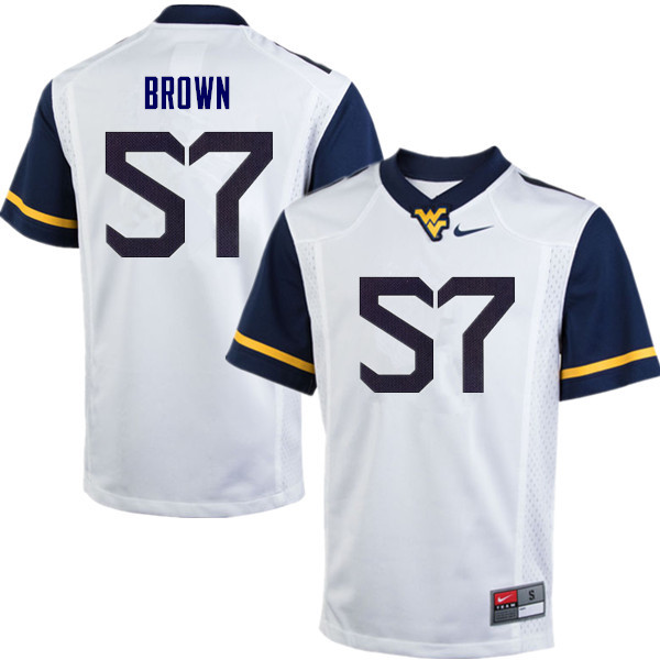 NCAA Men's Michael Brown West Virginia Mountaineers White #57 Nike Stitched Football College Authentic Jersey DM23T36TA